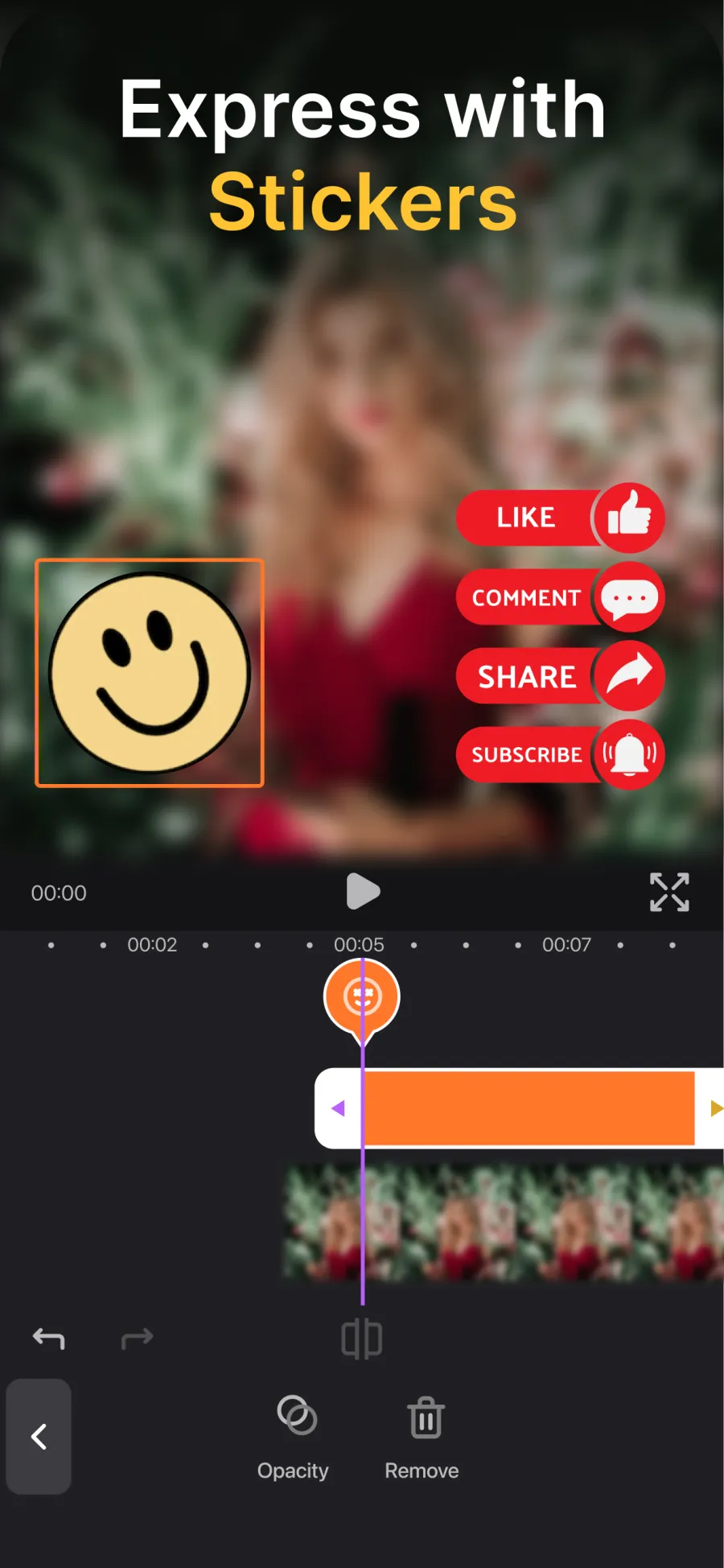 Adding like, comment and subscribe stickers to a reaction video in ReactCam